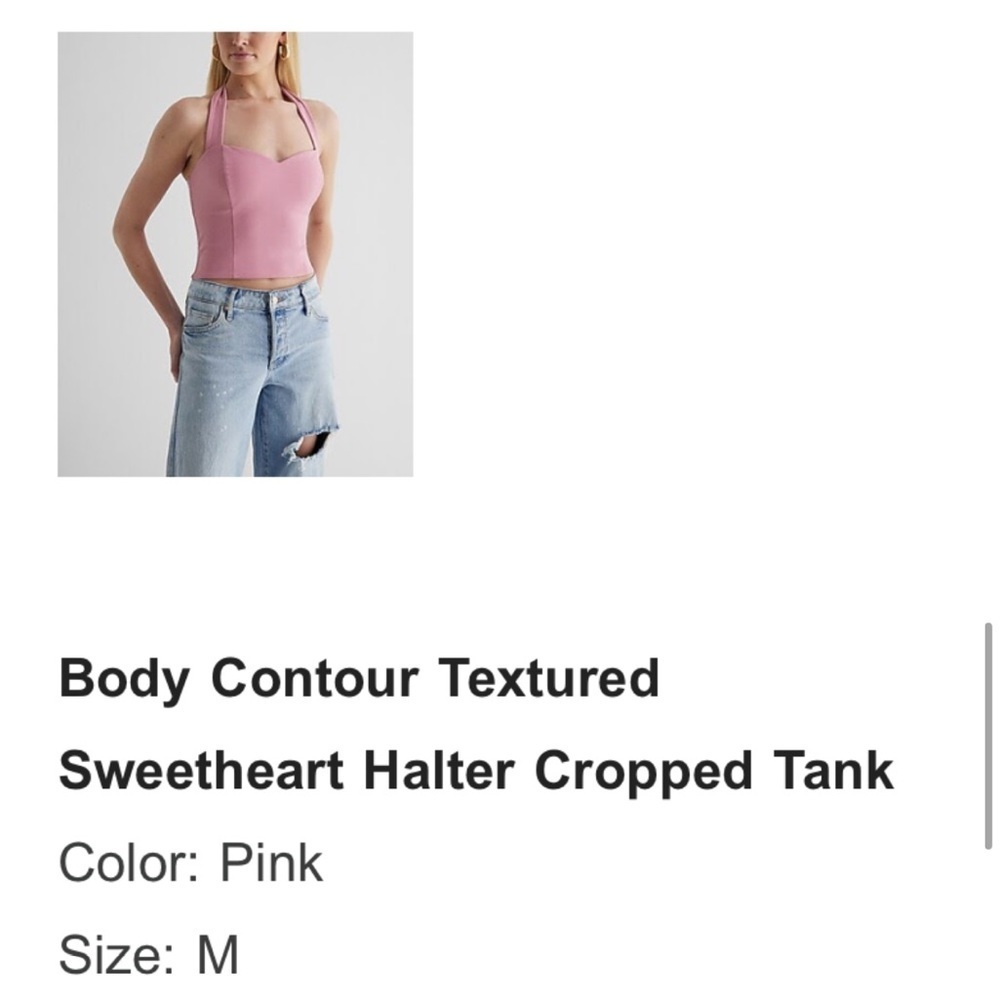 Pink Body Contour Textured Halter Tank